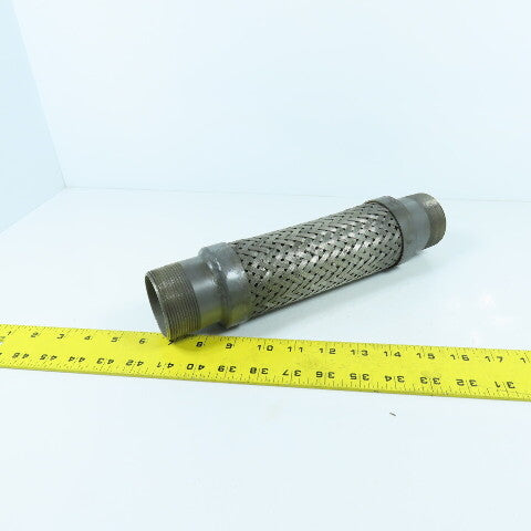 2" NPT Male Stainless Steel Braided Flexible Hose Expansion Joint 11-3/4" L