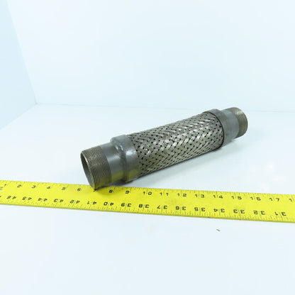 2" NPT Male Stainless Steel Braided Flexible Hose Expansion Joint 11-3/4" L