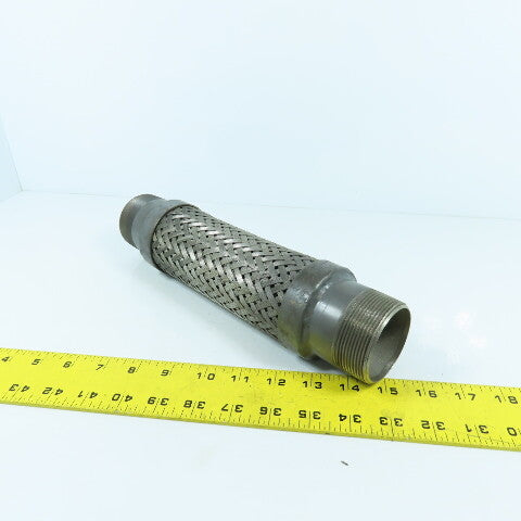 2" NPT Male Stainless Steel Braided Flexible Hose Expansion Joint 11-3/4" L
