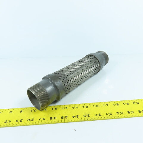 2" NPT Male Stainless Steel Braided Flexible Hose Expansion Joint 11-3/4" L