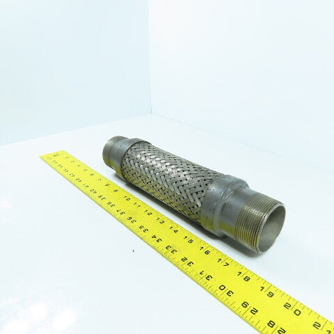 2" NPT Male Stainless Steel Braided Flexible Hose Expansion Joint 11-3/4" L