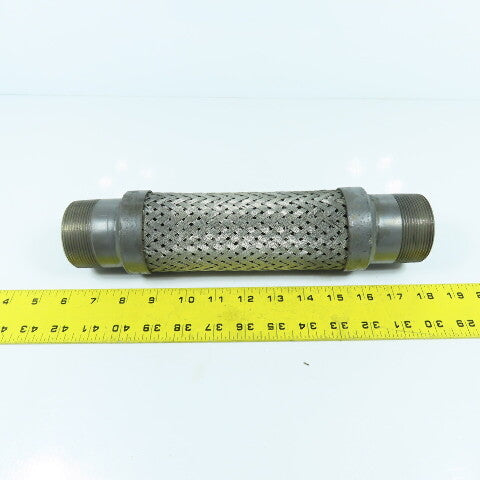 2" NPT Male Stainless Steel Braided Flexible Hose Expansion Joint 11-3/4" L