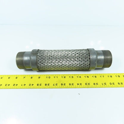 2" NPT Male Stainless Steel Braided Flexible Hose Expansion Joint 11-3/4" L