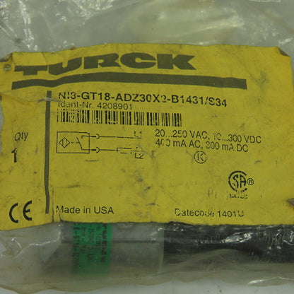 Turck NI8-GT18-ADZ30X2-B1431/S34 Inductive Proximity Sensor 20-250VAC 10-300VDC