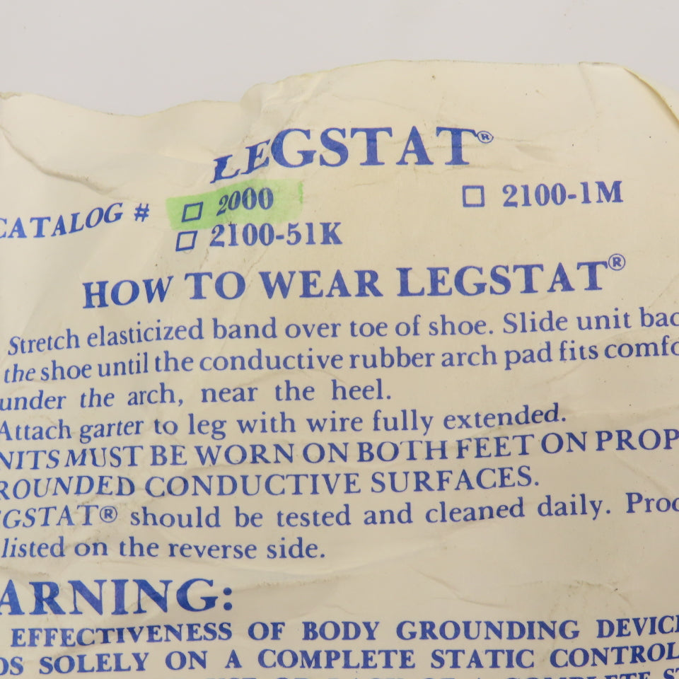 Walter G Legge Co. Legstat 2000 Static Environment Personal Grounding Garter Set