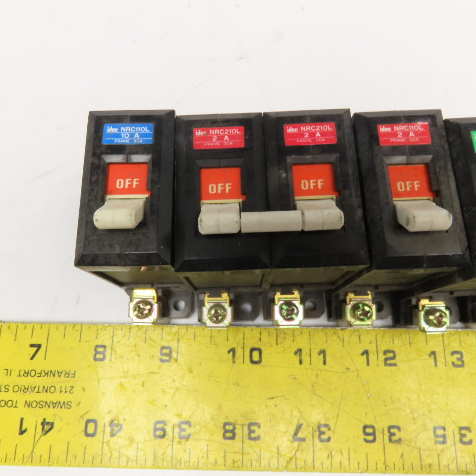 Idec NRC110L Mixed Lot Single Double Pole Circuit Breaker 5A, 2A, 10A Lot Of 5