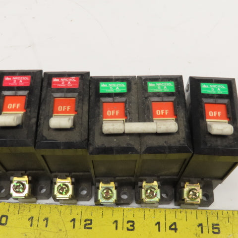 Idec NRC110L Mixed Lot Single Double Pole Circuit Breaker 5A, 2A, 10A Lot Of 5