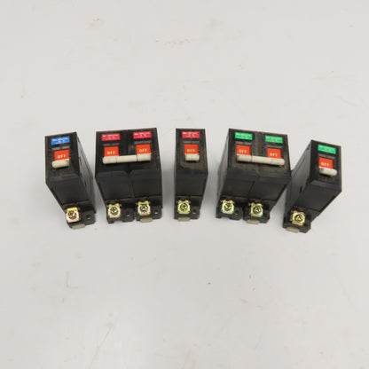 Idec NRC110L Mixed Lot Single Double Pole Circuit Breaker 5A, 2A, 10A Lot Of 5