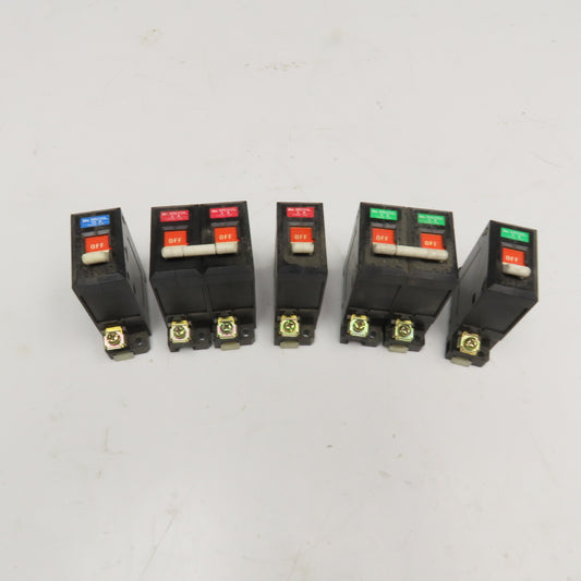 Idec NRC110L Mixed Lot Single Double Pole Circuit Breaker 5A, 2A, 10A Lot Of 5