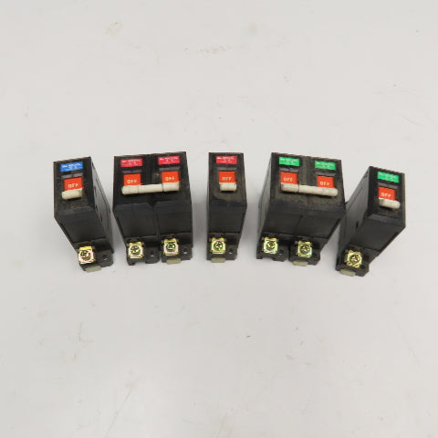 Idec NRC110L Mixed Lot Single Double Pole Circuit Breaker 5A, 2A, 10A Lot Of 5