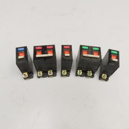 Idec NRC110L Mixed Lot Single Double Pole Circuit Breaker 5A, 2A, 10A Lot Of 5
