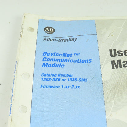 Allen Bradley 1203-GK5 Or 1336-GM5 Devicenet Communications Module User Manual