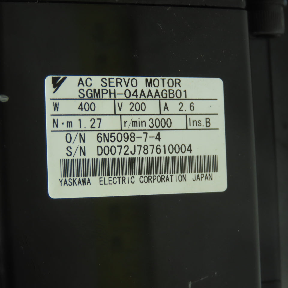 Yaskawa SGMPH-04AAAGB01 AC Servo Gear Motor 200V 400W 2.6A W/ CP-25A-11-F002B-SP