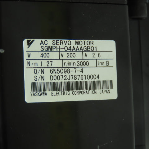 Yaskawa SGMPH-04AAAGB01 AC Servo Gear Motor 200V 400W 2.6A W/ CP-25A-11-F002B-SP