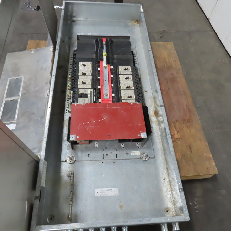 Square D 200A 3Ph HCN I-Line Panelboard Load Center W/8 Breakers Stainless Front