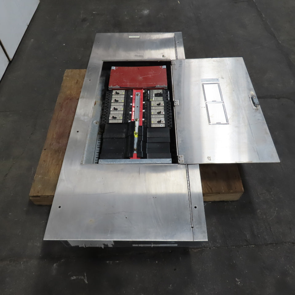 Square D 200A 3Ph HCN I-Line Panelboard Load Center W/8 Breakers Stainless Front