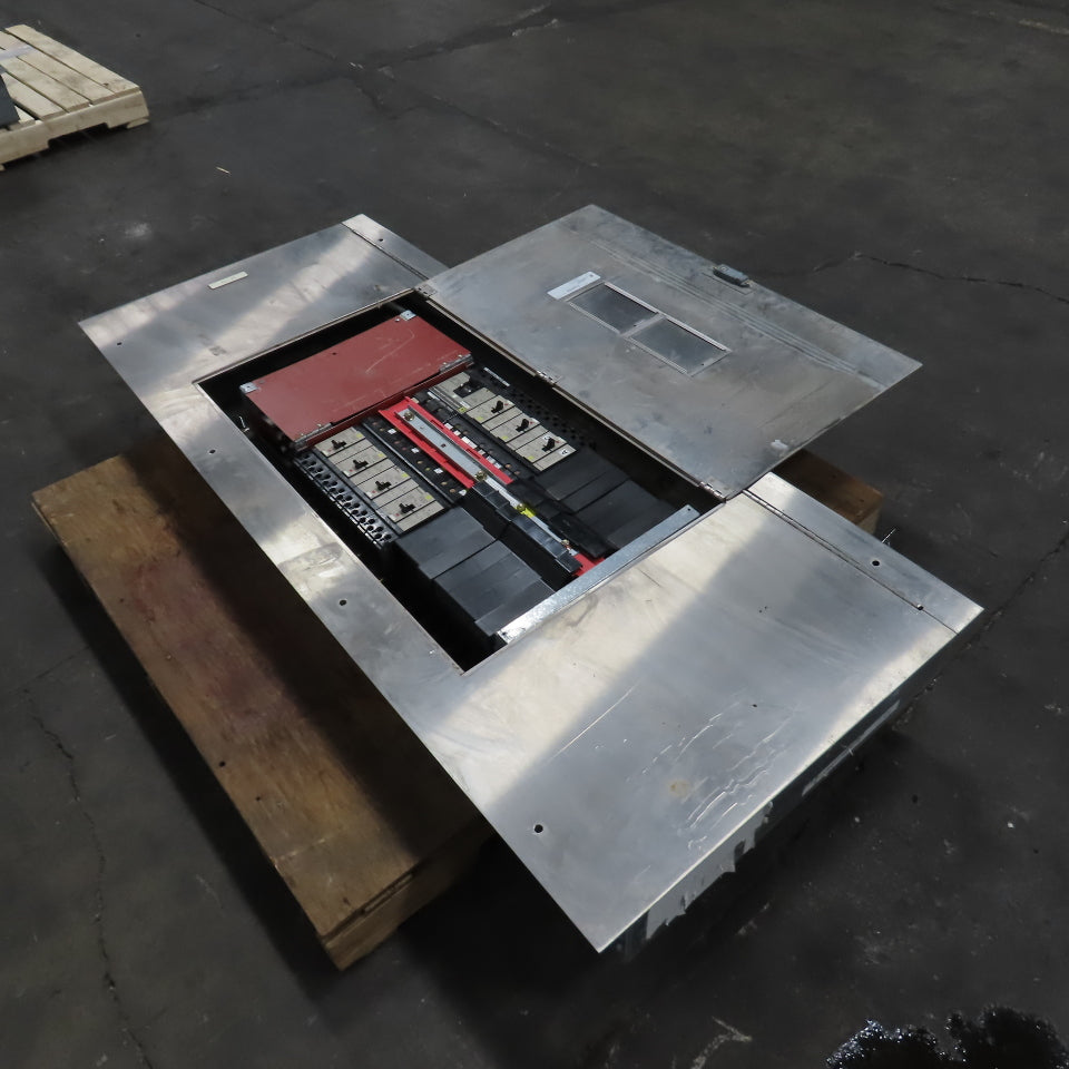 Square D 200A 3Ph HCN I-Line Panelboard Load Center W/8 Breakers Stainless Front