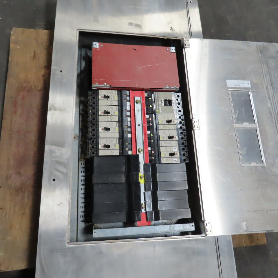 Square D 200A 3Ph HCN I-Line Panelboard Load Center W/8 Breakers Stainless Front