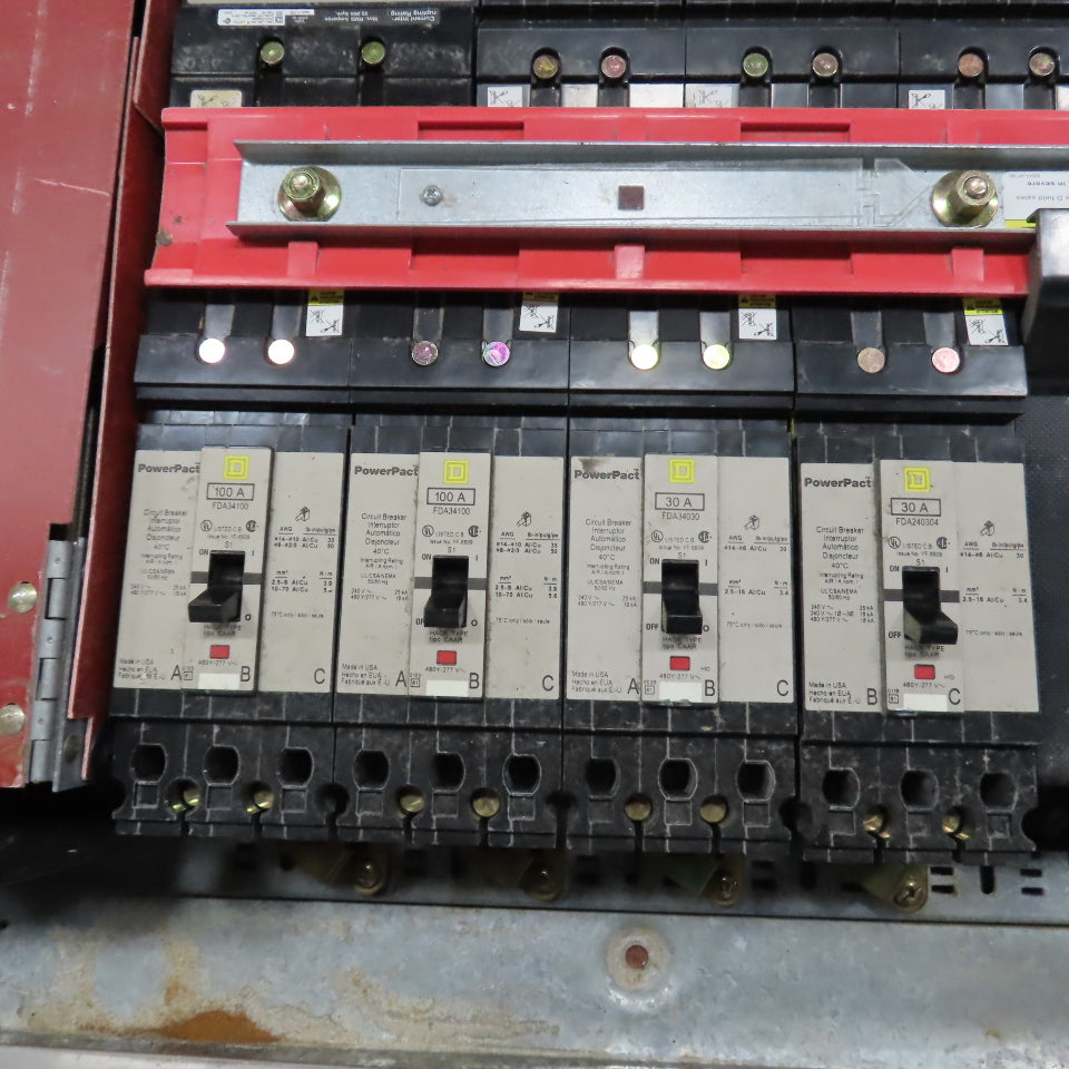 Square D 200A 3Ph HCN I-Line Panelboard Load Center W/8 Breakers Stainless Front