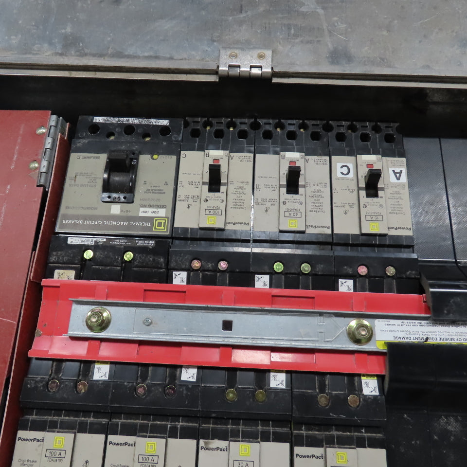 Square D 200A 3Ph HCN I-Line Panelboard Load Center W/8 Breakers Stainless Front