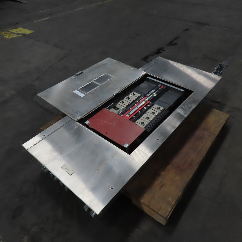 Square D 200A 3Ph HCN I-Line Panelboard Load Center W/8 Breakers Stainless Front