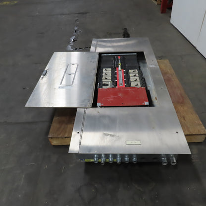 Square D 200A 3Ph HCN I-Line Panelboard Load Center W/8 Breakers Stainless Front