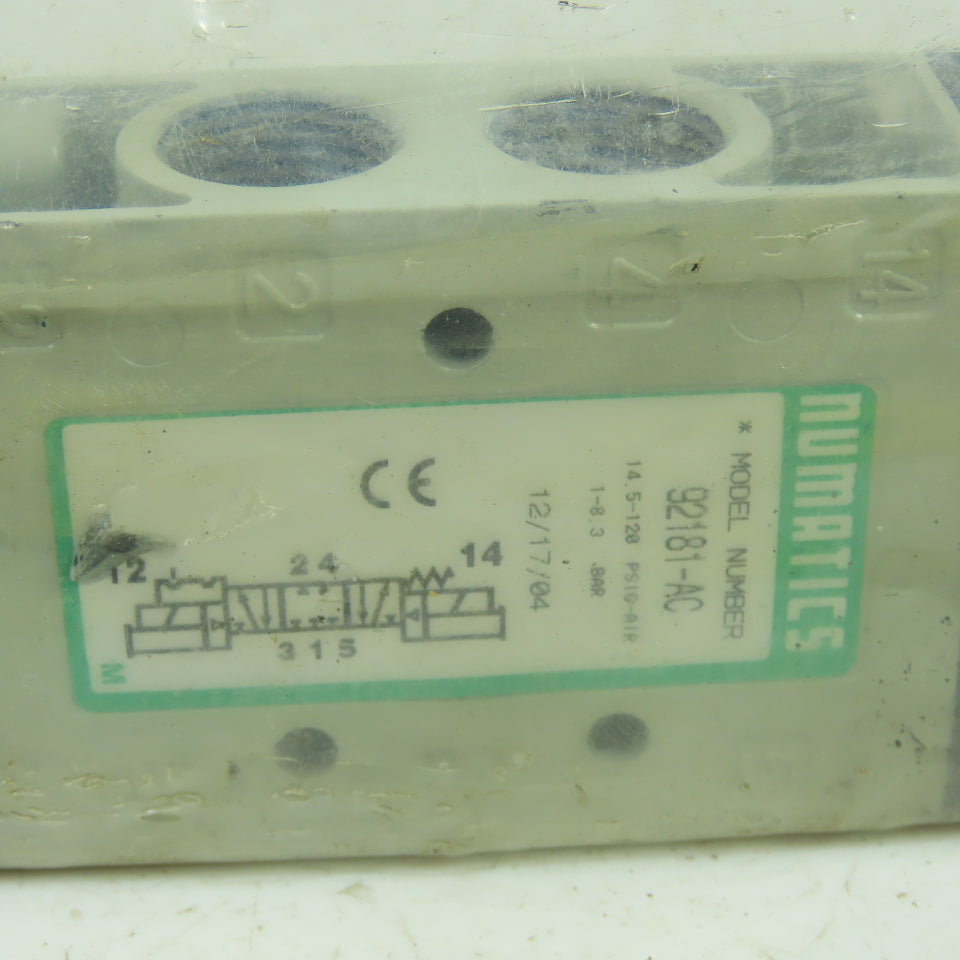 Numatics 92181-AC Pneumatic Solenoid Valve 120PSI 115V Coil