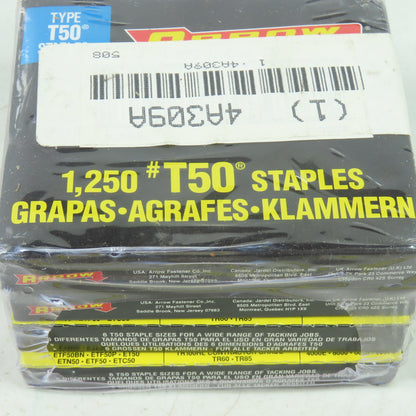 Arrow 4A309A #T50 1/2" (12mm) 1,250 Staples Lot Of 4