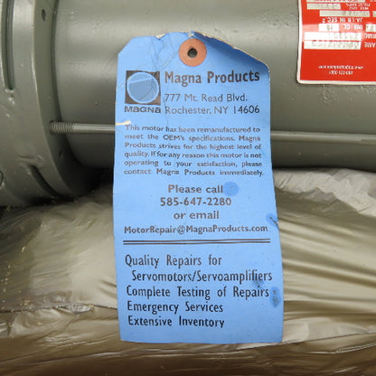 Peerless Magna 181-12-0009 300 Torque DC Servo Motor 130V 2500RPM Remanufactured
