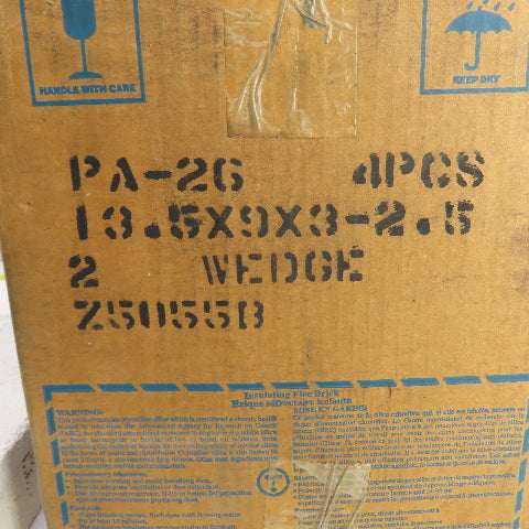 BNZ PA-26 No.2 Wedge Insulating Fire Brick 2600° 13.5" x 9" x 3-2.5" Box Of 4