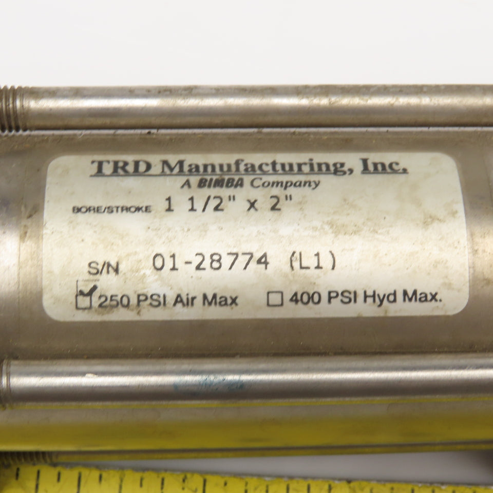 TRD Mfg. 1-1/2" Bore 2" Stroke 3 Rod Stainless Steel Actuator Air Cylinder