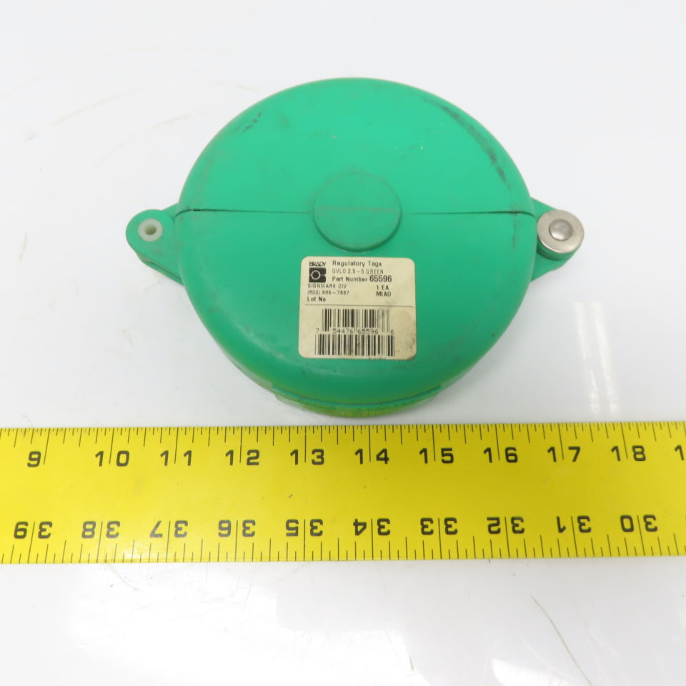 Brady 65596 Hinged Gate Valve Lockout Green for 2-1/2- 5" Valve Handle Diameters