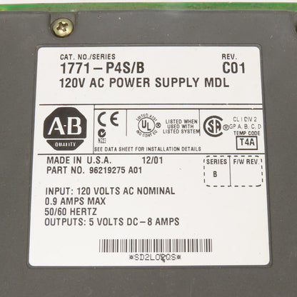 Allen Bradley 1771-94S/B 120V AC Power Supply Module 120VAC 5VDC