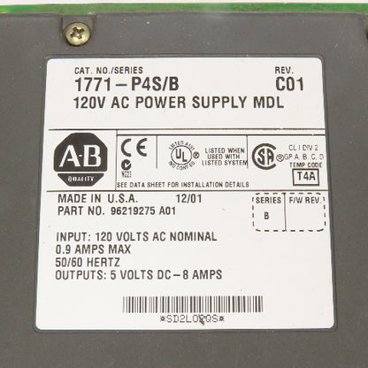 Allen Bradley 1771-94S/B 120V AC Power Supply Module 120VAC 5VDC