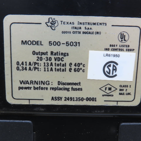 Texas Instruments 500-5031 32 Point Output Module 20-30 VDC