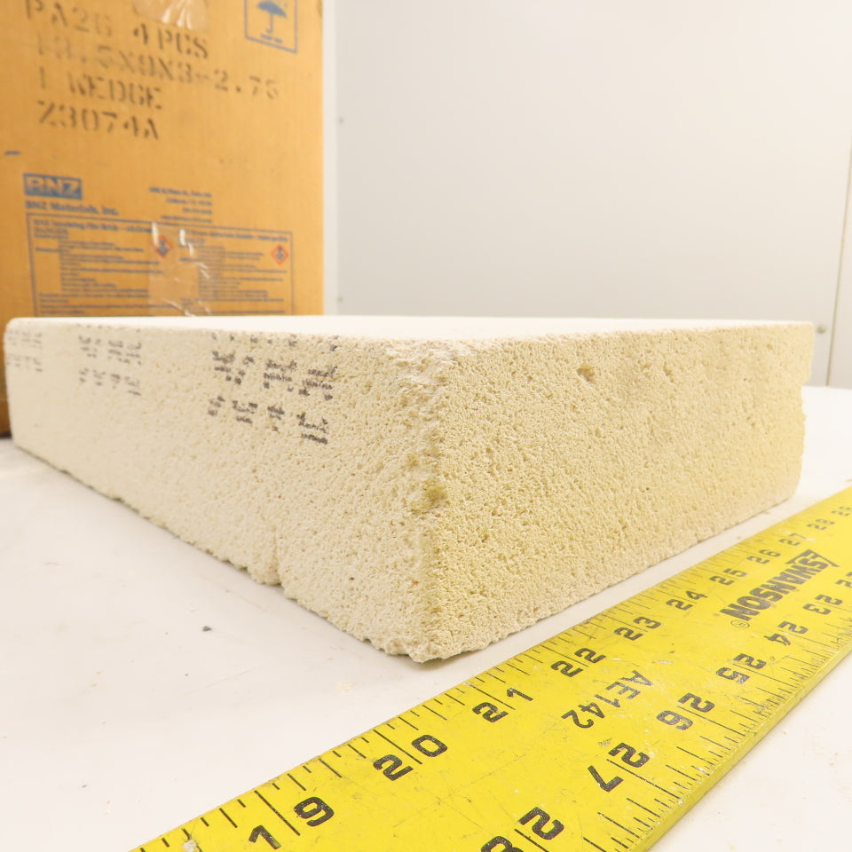 BNZ PA-26 No. 1 Wedge Insulating Fire Brick 2600° 13.5 x 9 x 3-2.75" Box Of 4