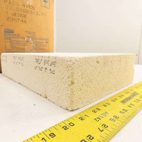 BNZ PA-26 No. 1 Wedge Insulating Fire Brick 2600° 13.5 x 9 x 3-2.75" Box Of 4