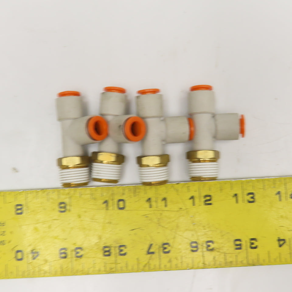 SMC KQ2Y09-36S 3/8" NPT x 5/16" Push To Connect Nylon Run Tee Lot Of 4