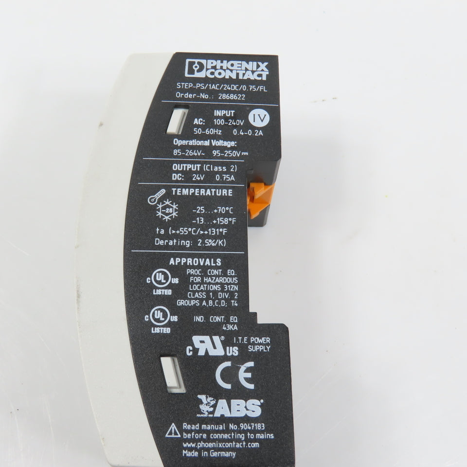 Phoenix Contact STEP-PS/1AC/24DC/0.75/FL 24V DC 0.75A Power Supply 100-240V AC
