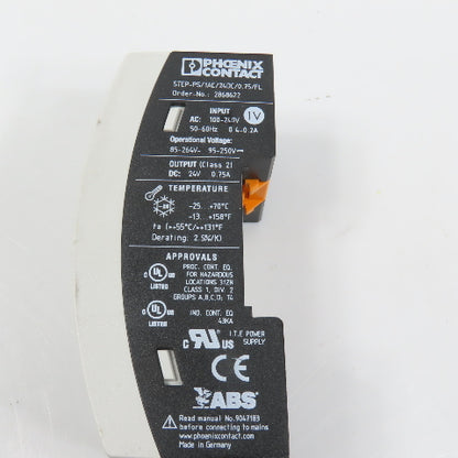 Phoenix Contact STEP-PS/1AC/24DC/0.75/FL 24V DC 0.75A Power Supply 100-240V AC