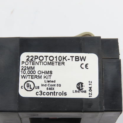 C3 Controls 22POTO10K-TBW 10,000 Ohms Potentiometer 22mm