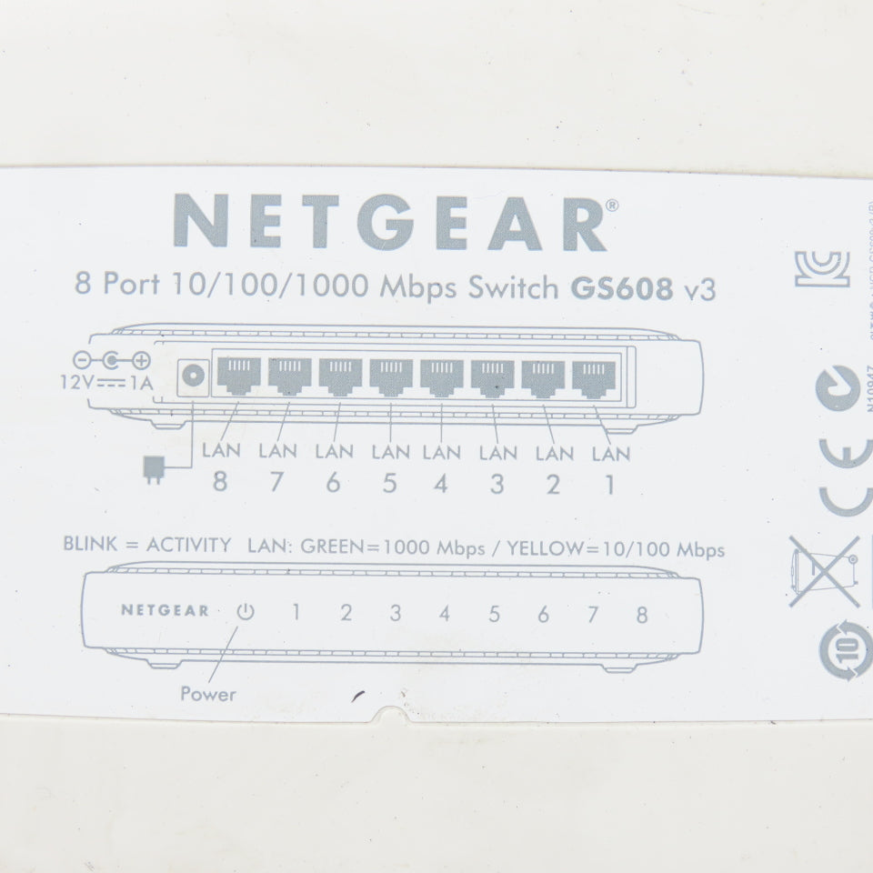 Netgear GS608v3 & GS108v4 8-Port Ethernet Switches W/ 1 Power Supply Lot Of 2