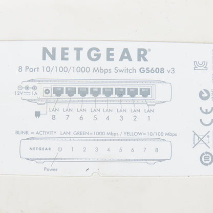 Netgear GS608v3 & GS108v4 8-Port Ethernet Switches W/ 1 Power Supply Lot Of 2