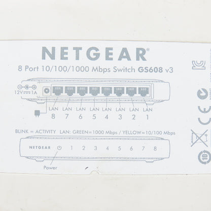 Netgear GS608v3 & GS108v4 8-Port Ethernet Switches W/ 1 Power Supply Lot Of 2
