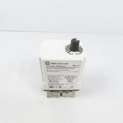 Square D 9050JCK11V20 Ser G Timing Relay 0.1-10 Sec 120/240VAC 10A W/ Base