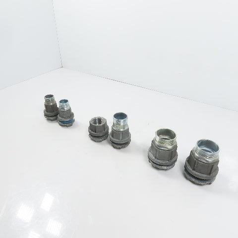T&B EFG III Misc. Sizes Of Straight Conduit Connectors 1", 3/4", 1/2" Lot/6
