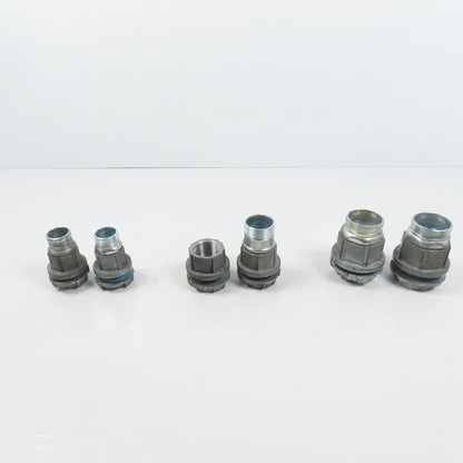 T&B EFG III Misc. Sizes Of Straight Conduit Connectors 1", 3/4", 1/2" Lot/6