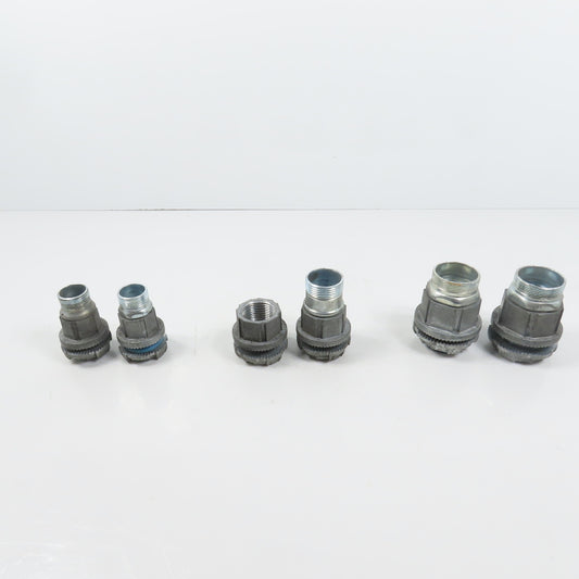 T&B EFG III Misc. Sizes Of Straight Conduit Connectors 1", 3/4", 1/2" Lot/6