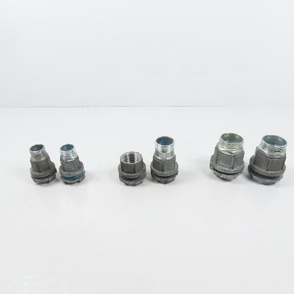T&B EFG III Misc. Sizes Of Straight Conduit Connectors 1", 3/4", 1/2" Lot/6