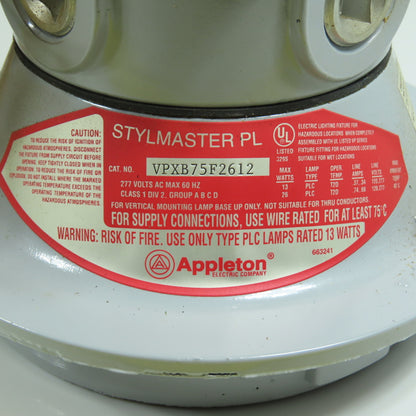 EGS Appleton VPXB75F2612 Stylmaster PL Hazardous Loc Light Fixture 26W 120/277V